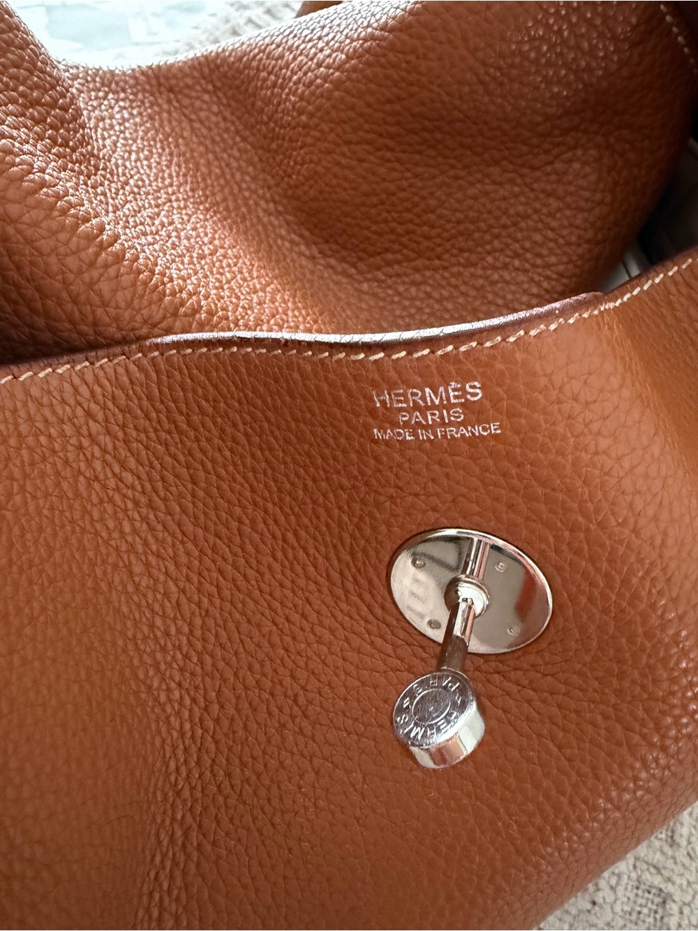 Hermes Brown Pebbled Leather Shoulder Bag - Picture 2 of 4